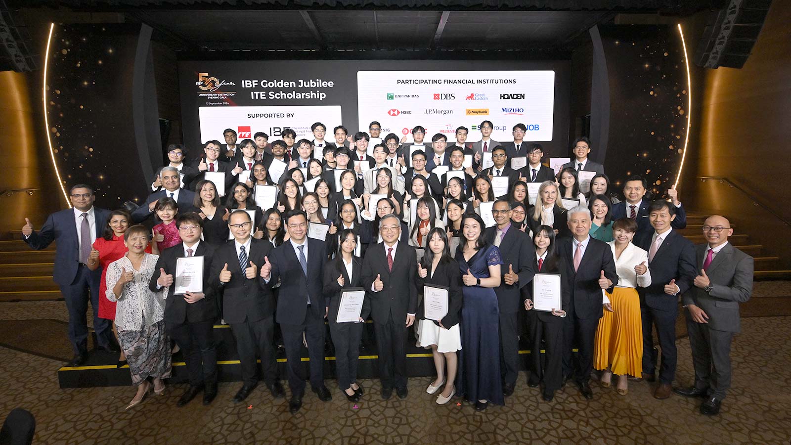 IBF Golden Jubilee ITE Scholarships presentation to ITE students by DPM Gan.